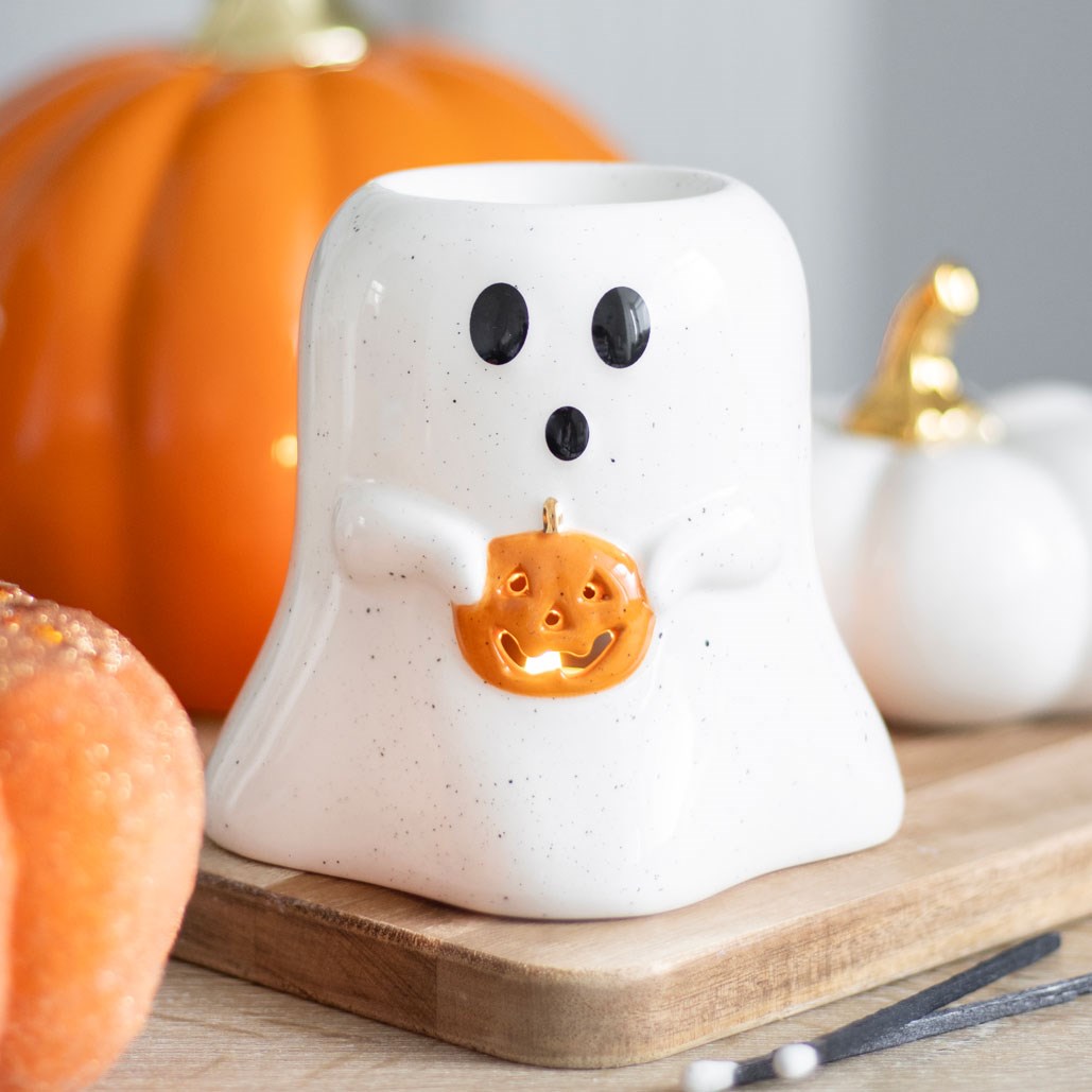 GHOST SHAPED OIL BURNER WITH PUMPKIN