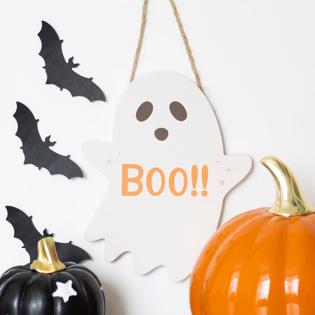 20CM GHOST SHAPED HANGING SIGN