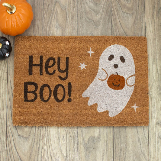 NATURAL HEY BOO GHOST DOORMAT