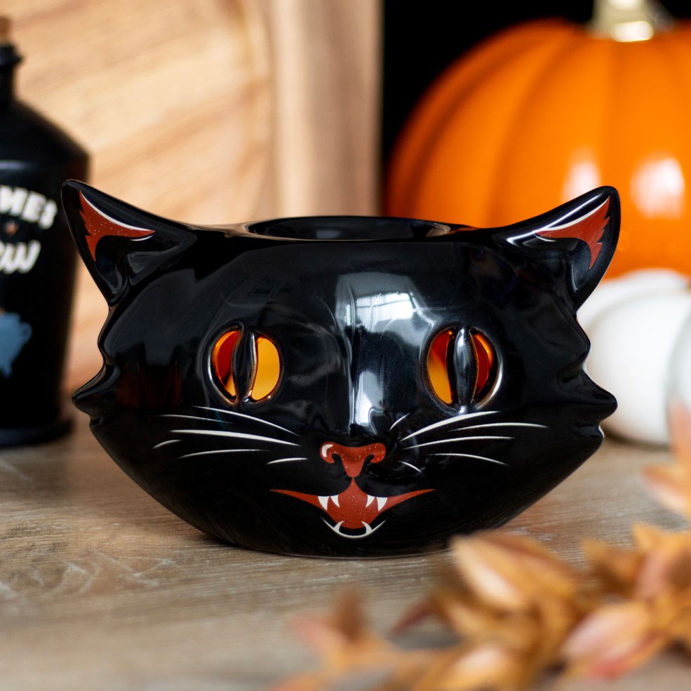 SPOOKY BLACK CAT OIL BURNER