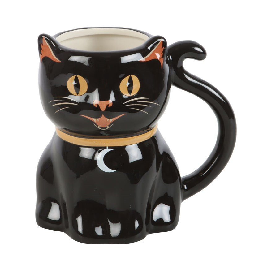 SPOOKY BLACK CAT SHAPED MUG