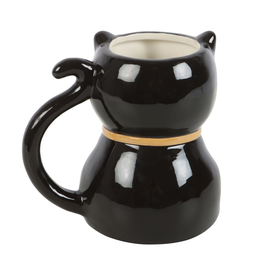 SPOOKY BLACK CAT SHAPED MUG