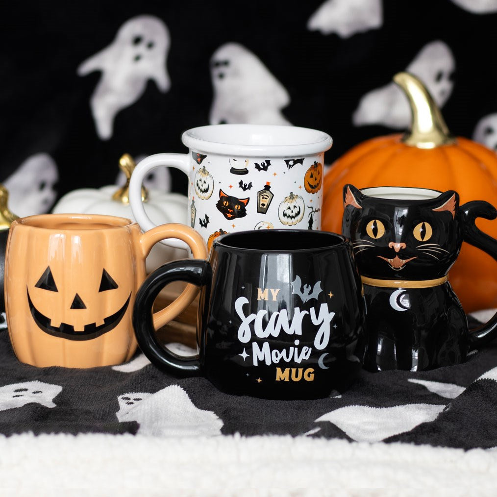 SPOOKY BLACK CAT SHAPED MUG