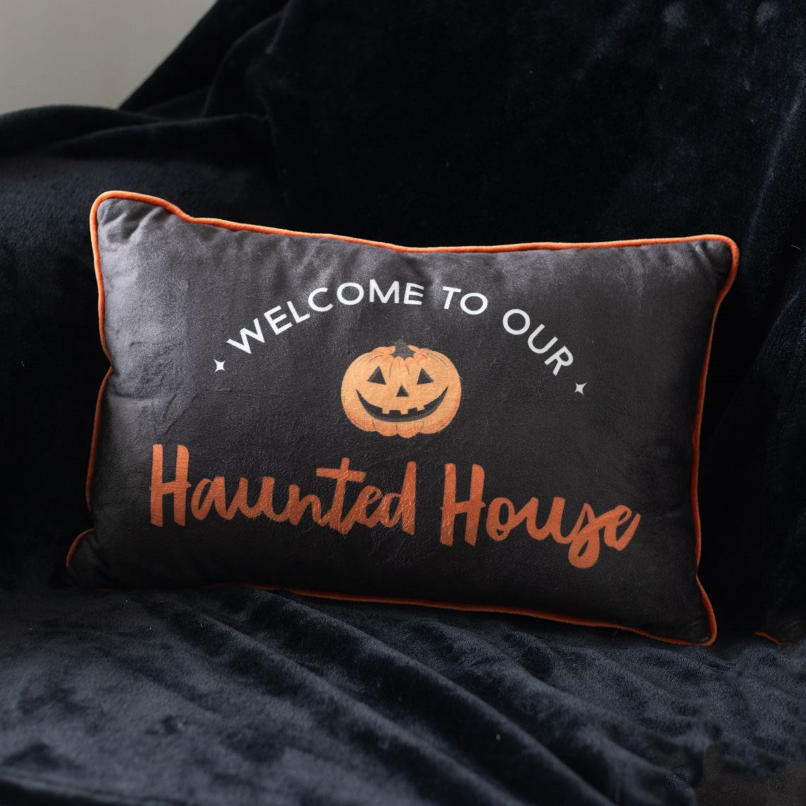 40CM RECTANGULAR HAUNTED HOUSE CUSHION