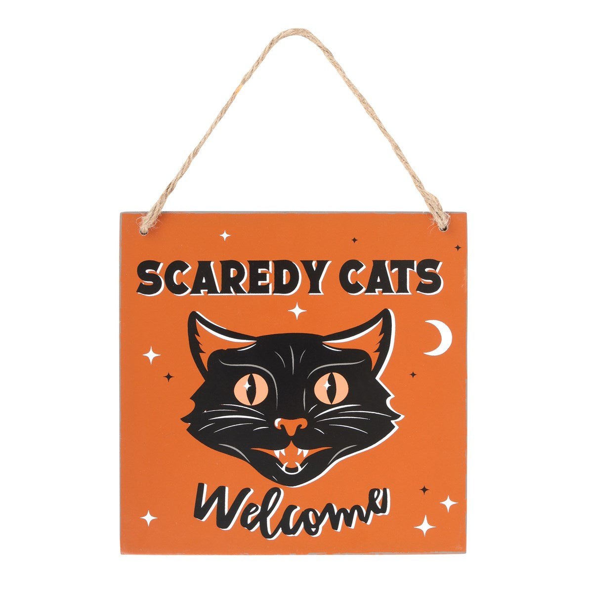 SCAREDY CATS WELCOME HANGING SIGN