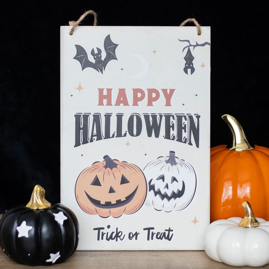 SPOOKY PUMPKIN HAPPY HALLOWEEN HANGING SIGN