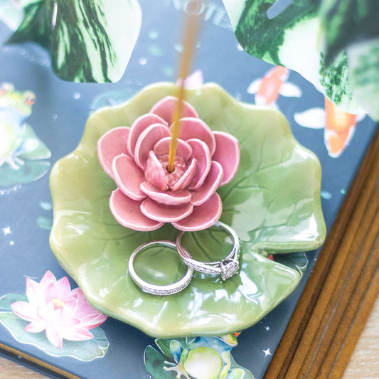 LILY PAD TRINKET DISH AND INCENSE STICK HOLDER