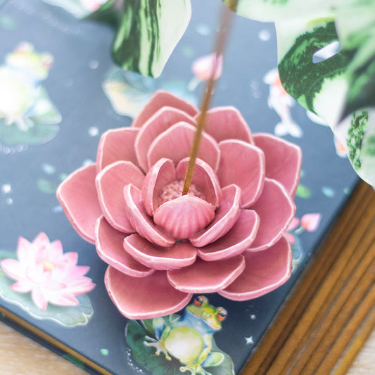 PINK WATER LILY INCENSE STICK HOLDER