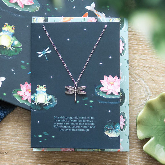 DRAGONFLY NECKLACE ON GREETING CARD