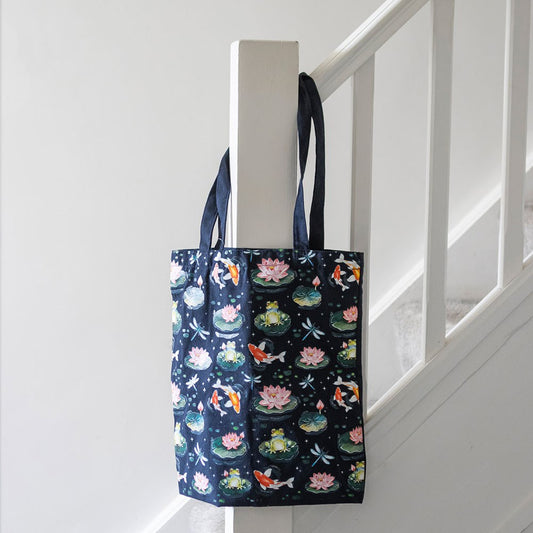 POND PRINT POLYCOTTON TOTE BAG