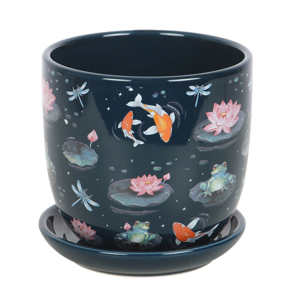 POND PRINT PLANT POT WITH SAUCER