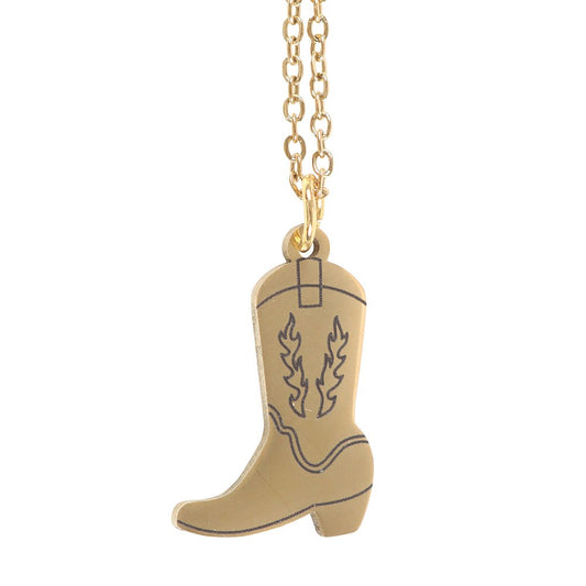 COWBOY BOOT NECKLACE ON GREETING CARD