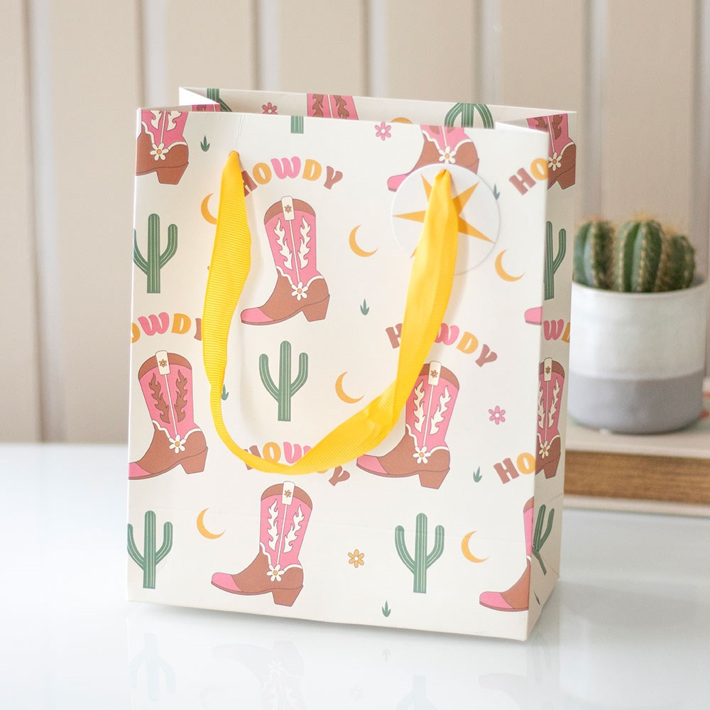 23CM COWBOY BOOT PRINT GIFT BAG