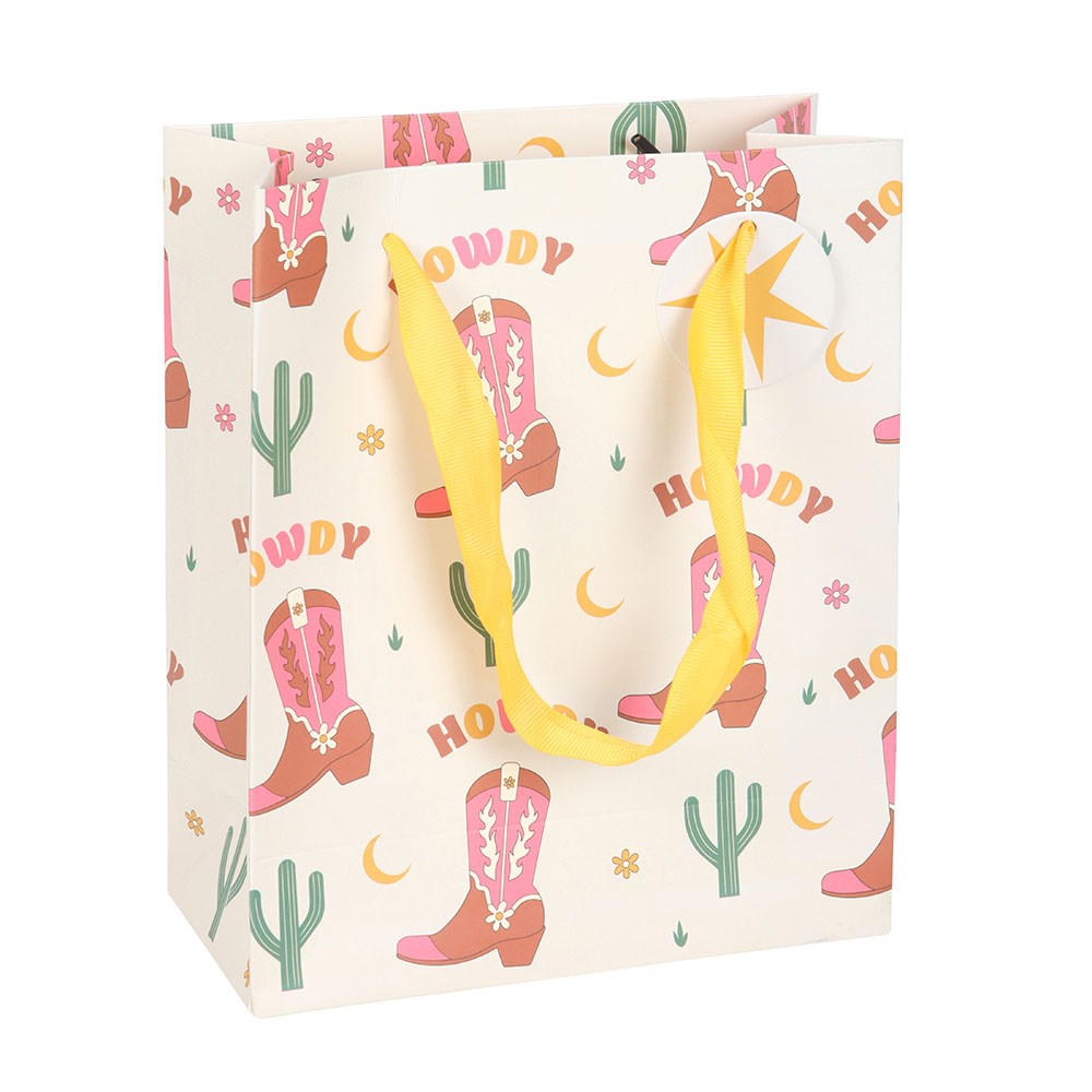 23CM COWBOY BOOT PRINT GIFT BAG