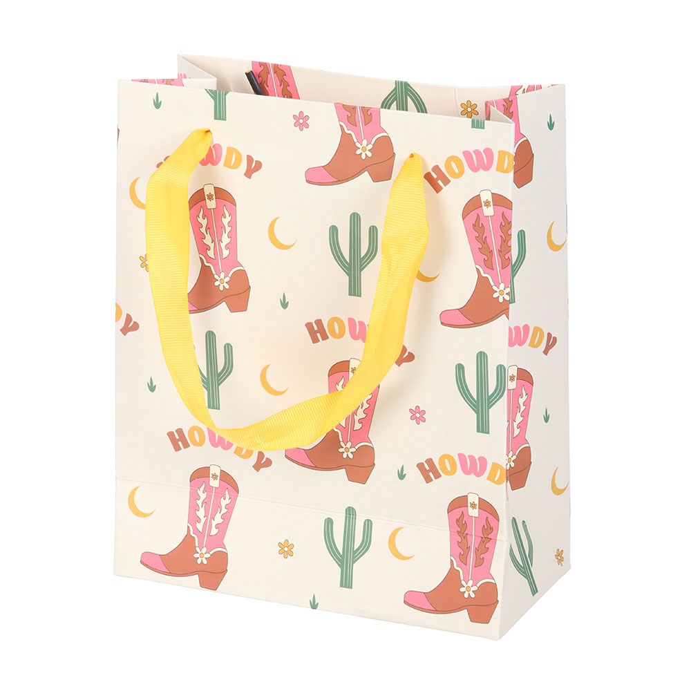 23CM COWBOY BOOT PRINT GIFT BAG