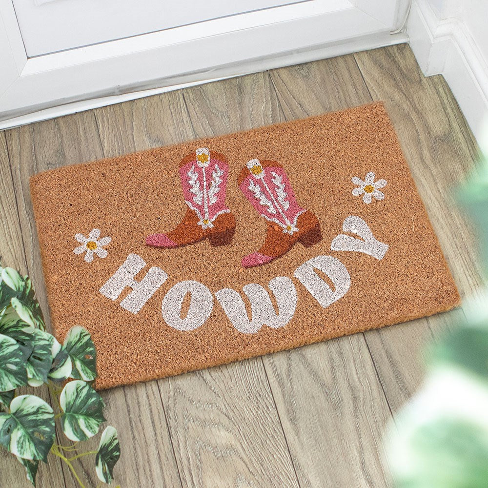 NATURAL HOWDY COWBOY BOOT DOORMAT