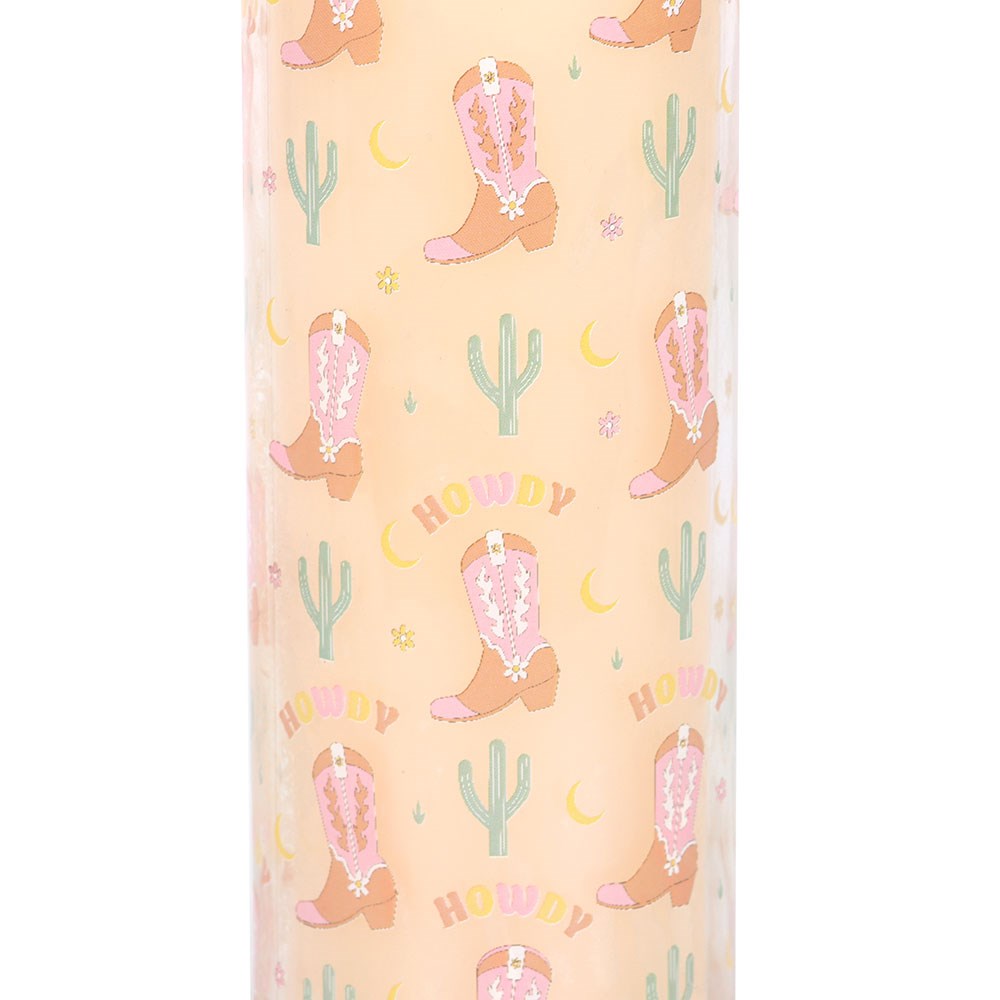 HOWDY COWBOY BOOT PRINT FLORAL TUBE CANDLE