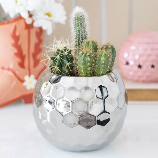 SILVER DISCO BALL VASE