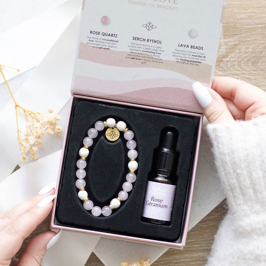 SELF LOVE ROSE QUARTZ CRYSTAL ESSENTIAL OIL BRACELET