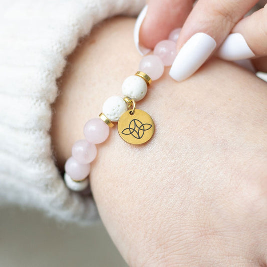 SELF LOVE ROSE QUARTZ CRYSTAL ESSENTIAL OIL BRACELET