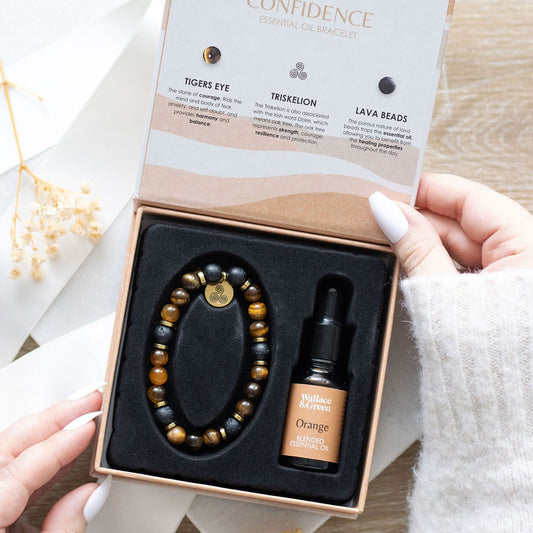CONFIDENCE TIGER'S EYE CRYSTAL ESSENTIAL OIL BRACELET