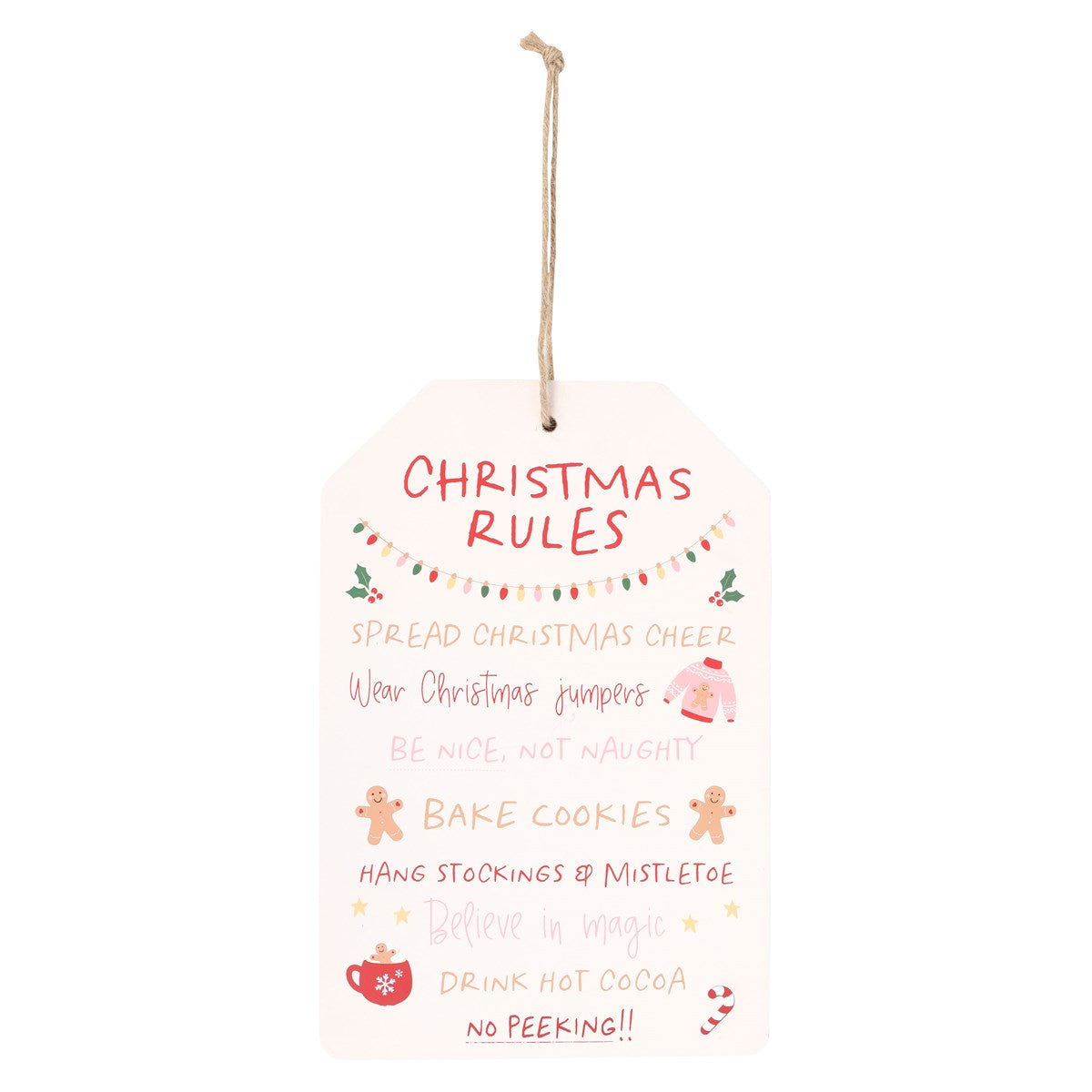 SUGARPLUM FUN CHRISTMAS RULES HANGING SIGN