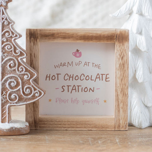 HOT CHOCOLATE STATION WOODEN FRAME SIGN