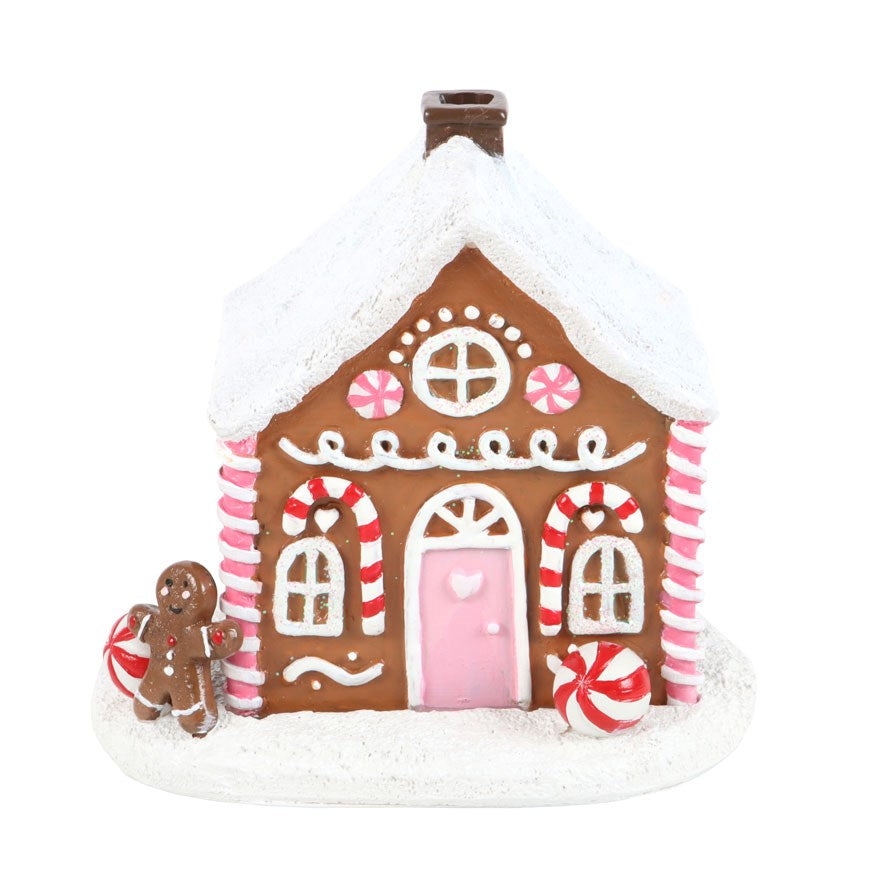 PINK GINGERBREAD HOUSE INCENSE CONE BURNER