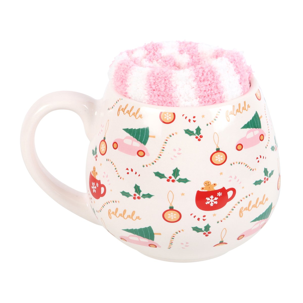 SUGARPLUM FUN CHRISTMAS PRINT MUG AND SOCKS SET