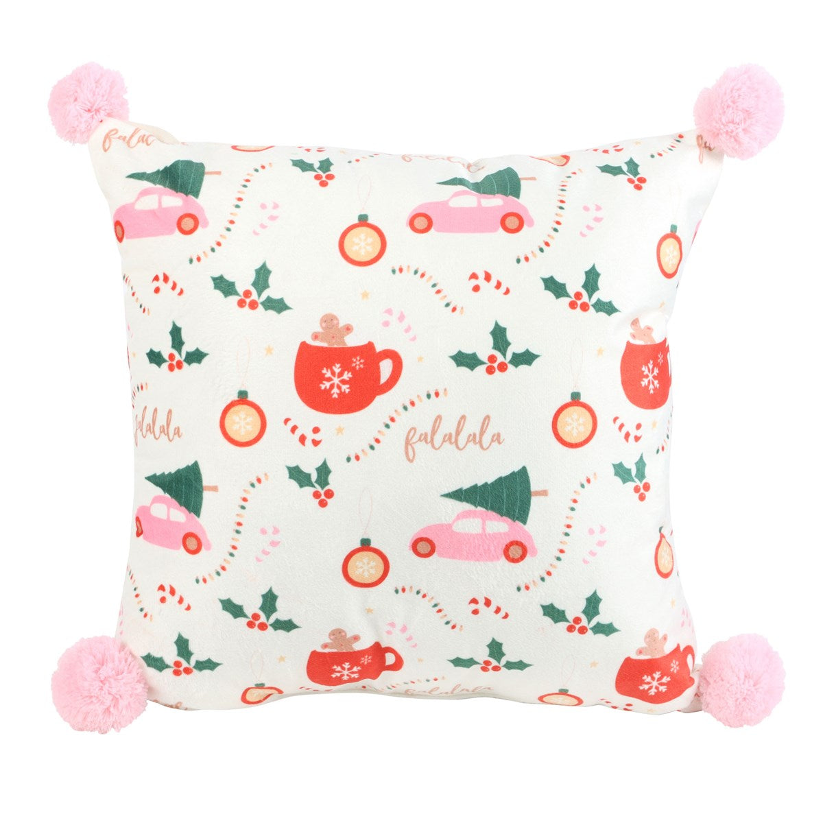 SQUARE SUGARPLUM FUN CHRISTMAS PRINT CUSHION