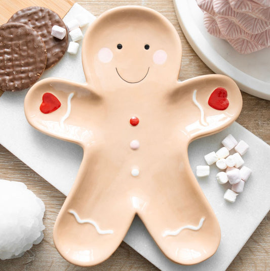 GINGERBREAD MAN CERAMIC SERVING PLATE