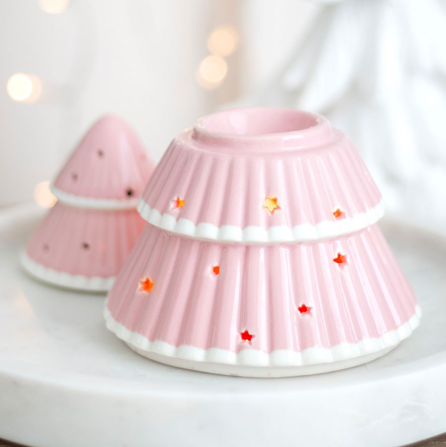 PINK CHRISTMAS TREE OIL BURNER