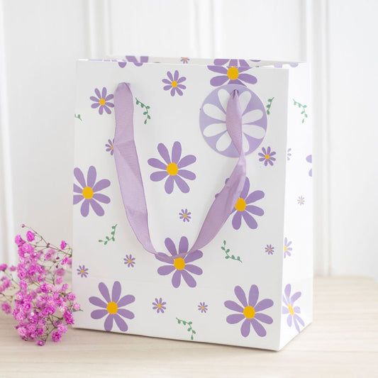 23CM MEDIUM PURPLE DAISY GIFT BAG