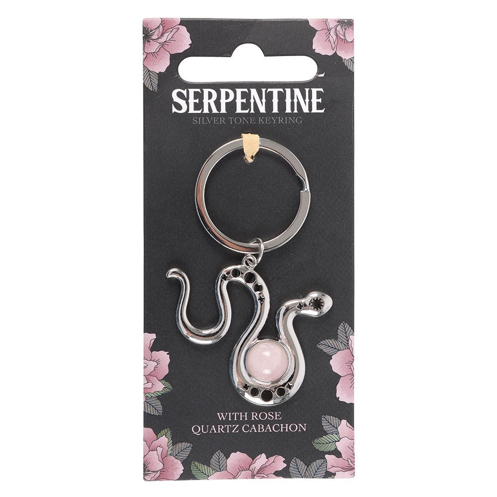 SNAKE KEYRING WITH ROSE QUARTZ CRYSTAL