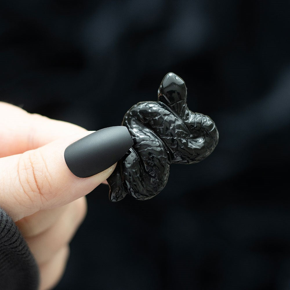 BLACK OBSIDIAN CRYSTAL SNAKE