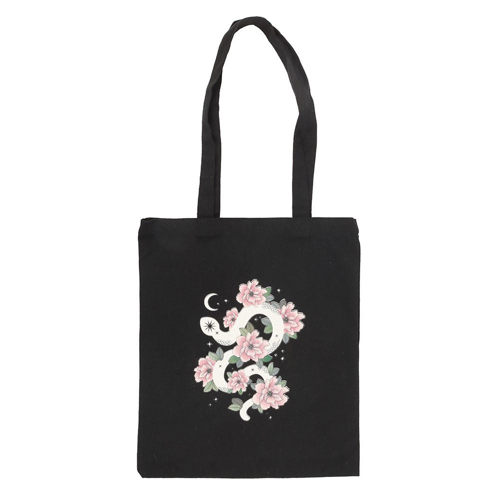 FLORAL SNAKE POLYCOTTON TOTE BAG