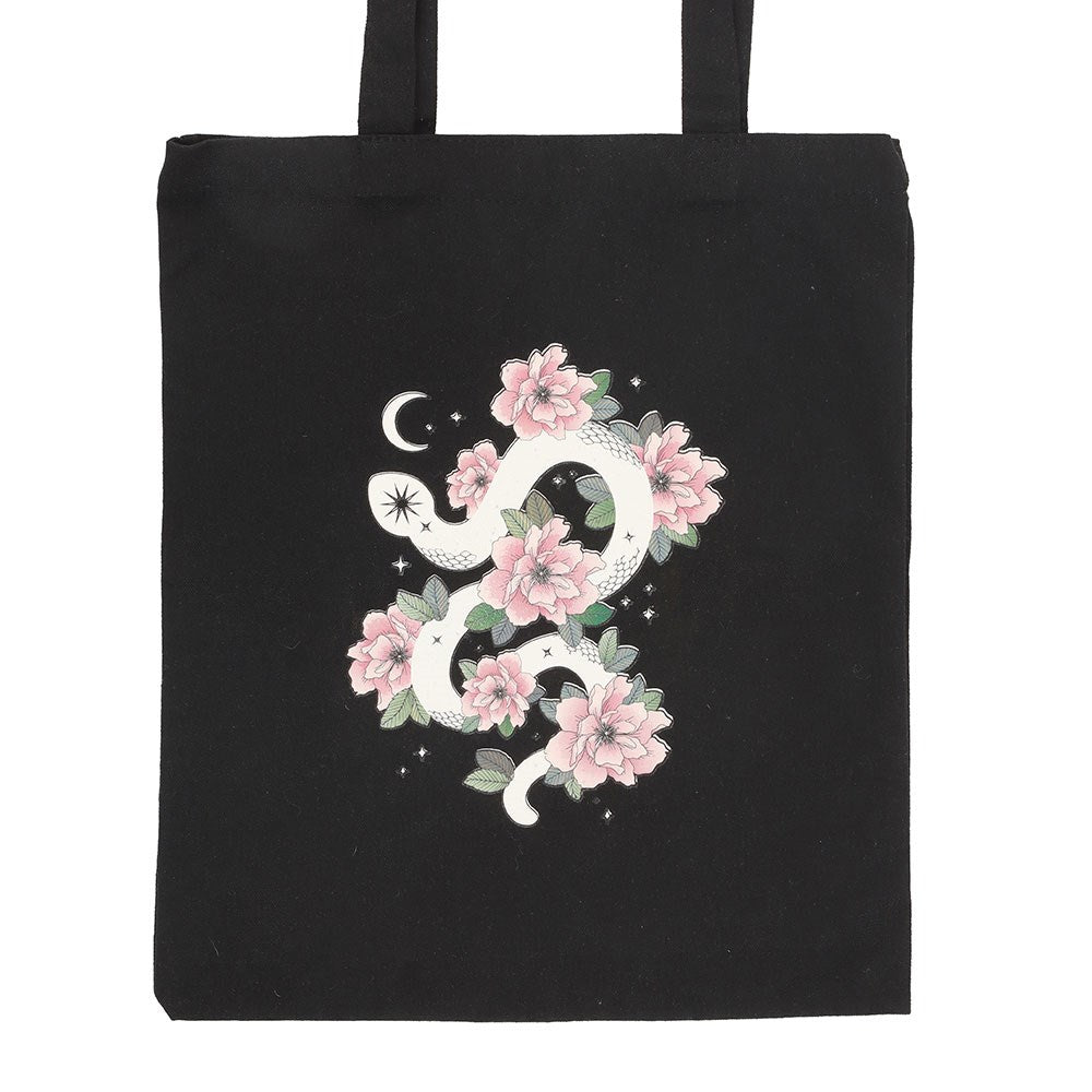 FLORAL SNAKE POLYCOTTON TOTE BAG