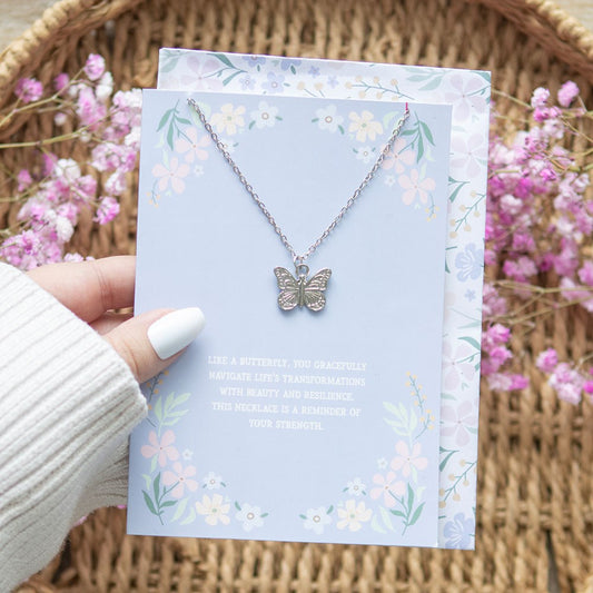 BUTTERFLY NECKLACE ON GREETING CARD
