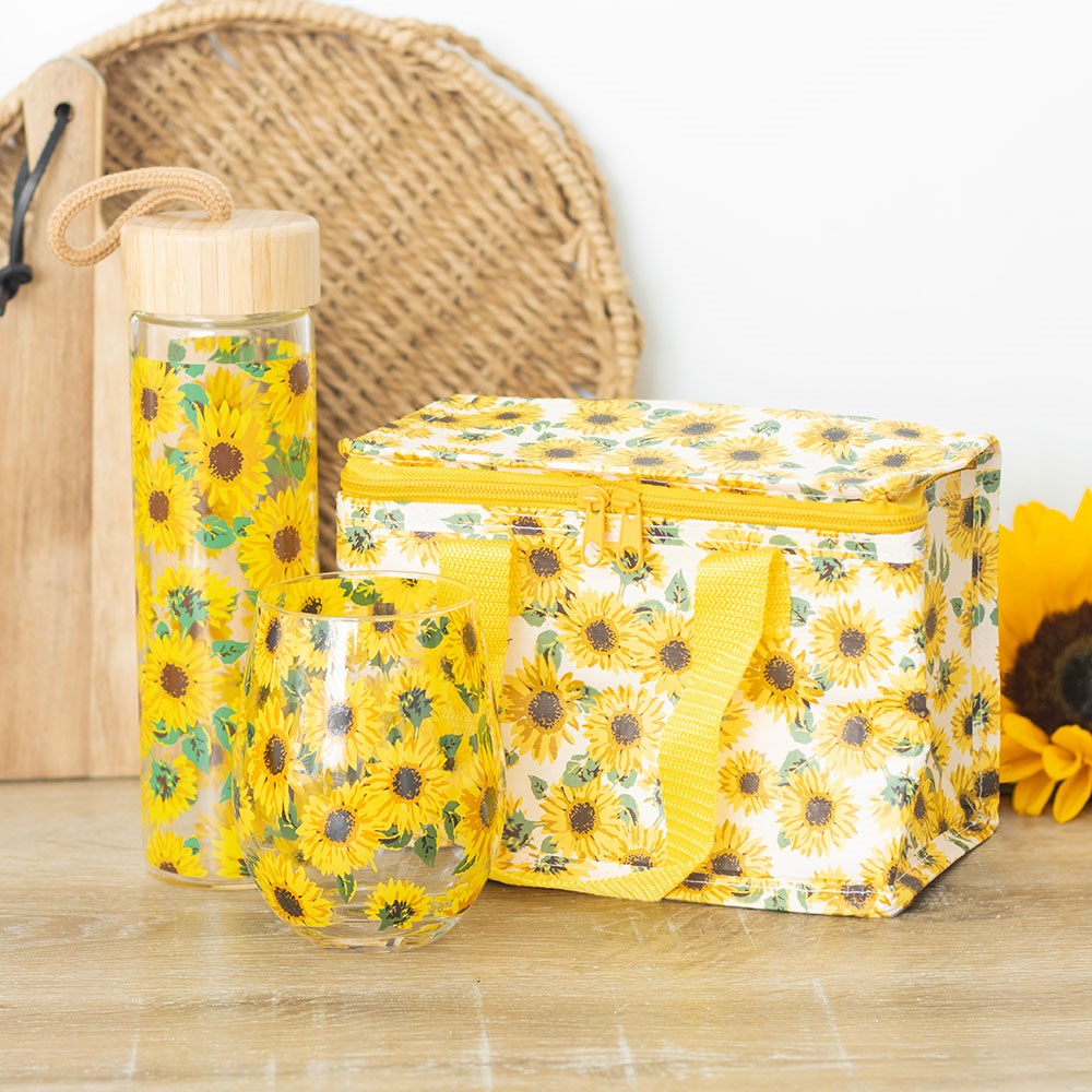 SUNFLOWER PRINT STEMLESS GLASS