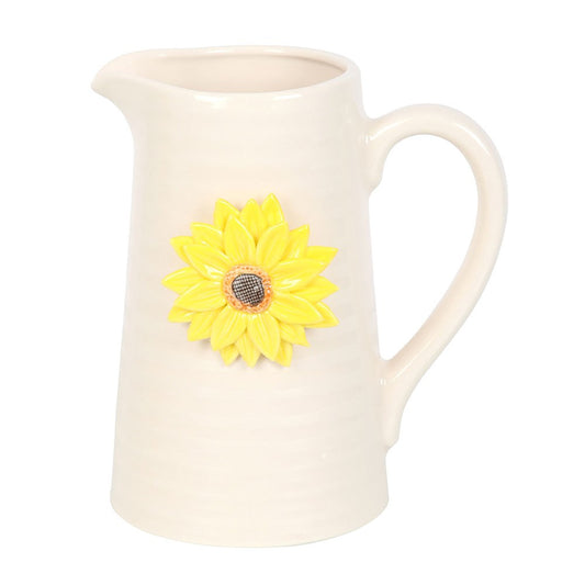 HELLO SUNSHINE CERAMIC FLOWER JUG WITH 3D SUNFLOWER