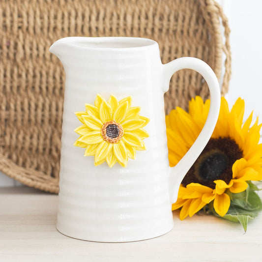 HELLO SUNSHINE CERAMIC FLOWER JUG WITH 3D SUNFLOWER