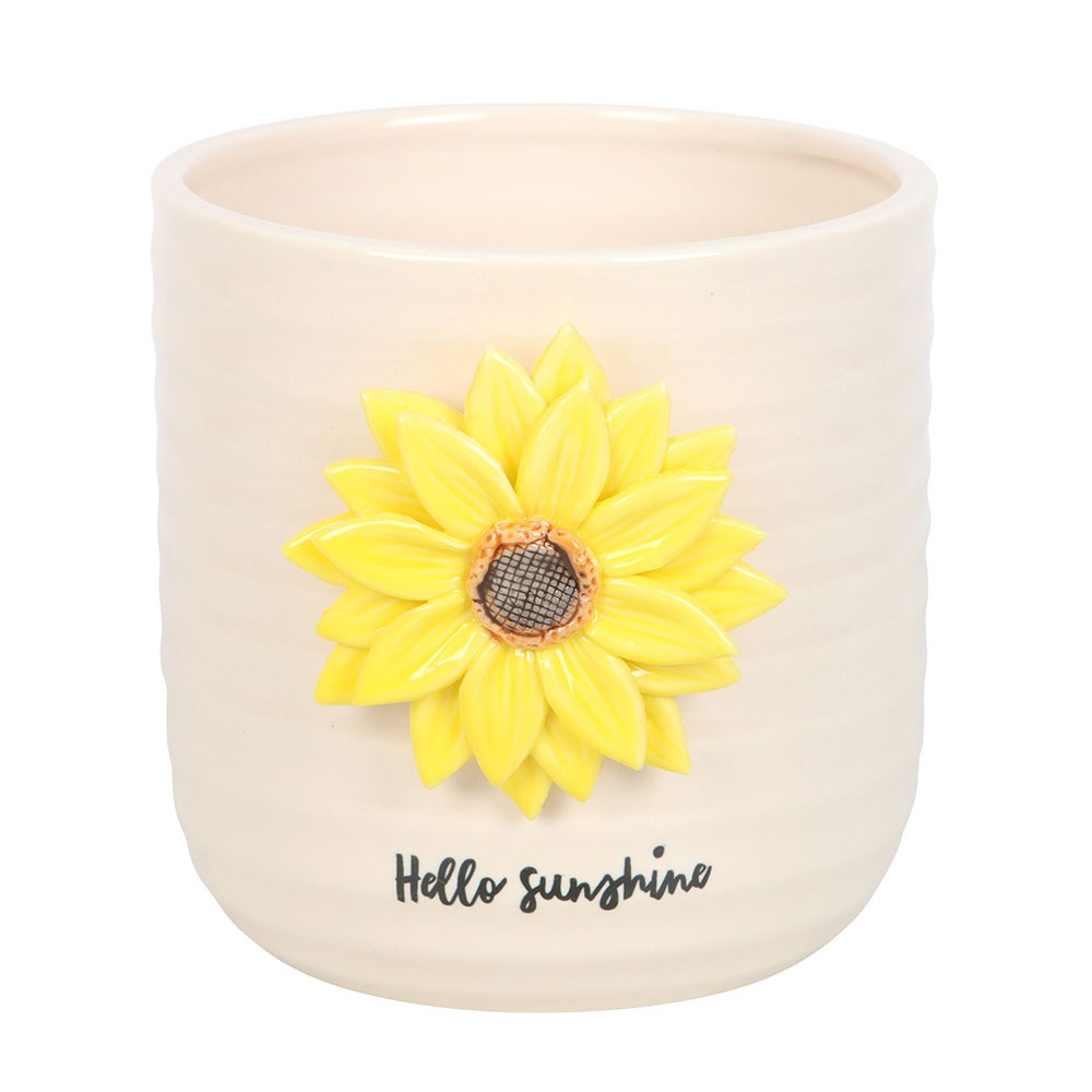 HELLO SUNSHINE PLANT POT WITH 3D SUNFLOWER