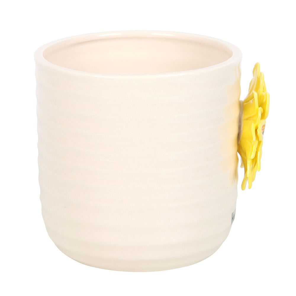 HELLO SUNSHINE PLANT POT WITH 3D SUNFLOWER