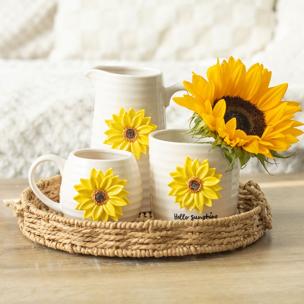 HELLO SUNSHINE PLANT POT WITH 3D SUNFLOWER