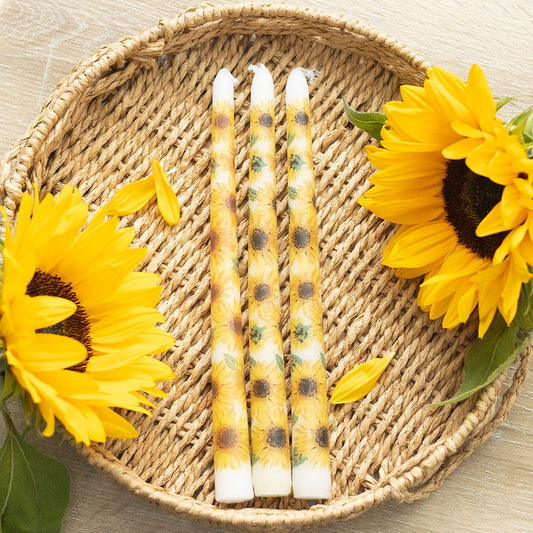 SET OF 3 SUNFLOWER TAPER CANDLES