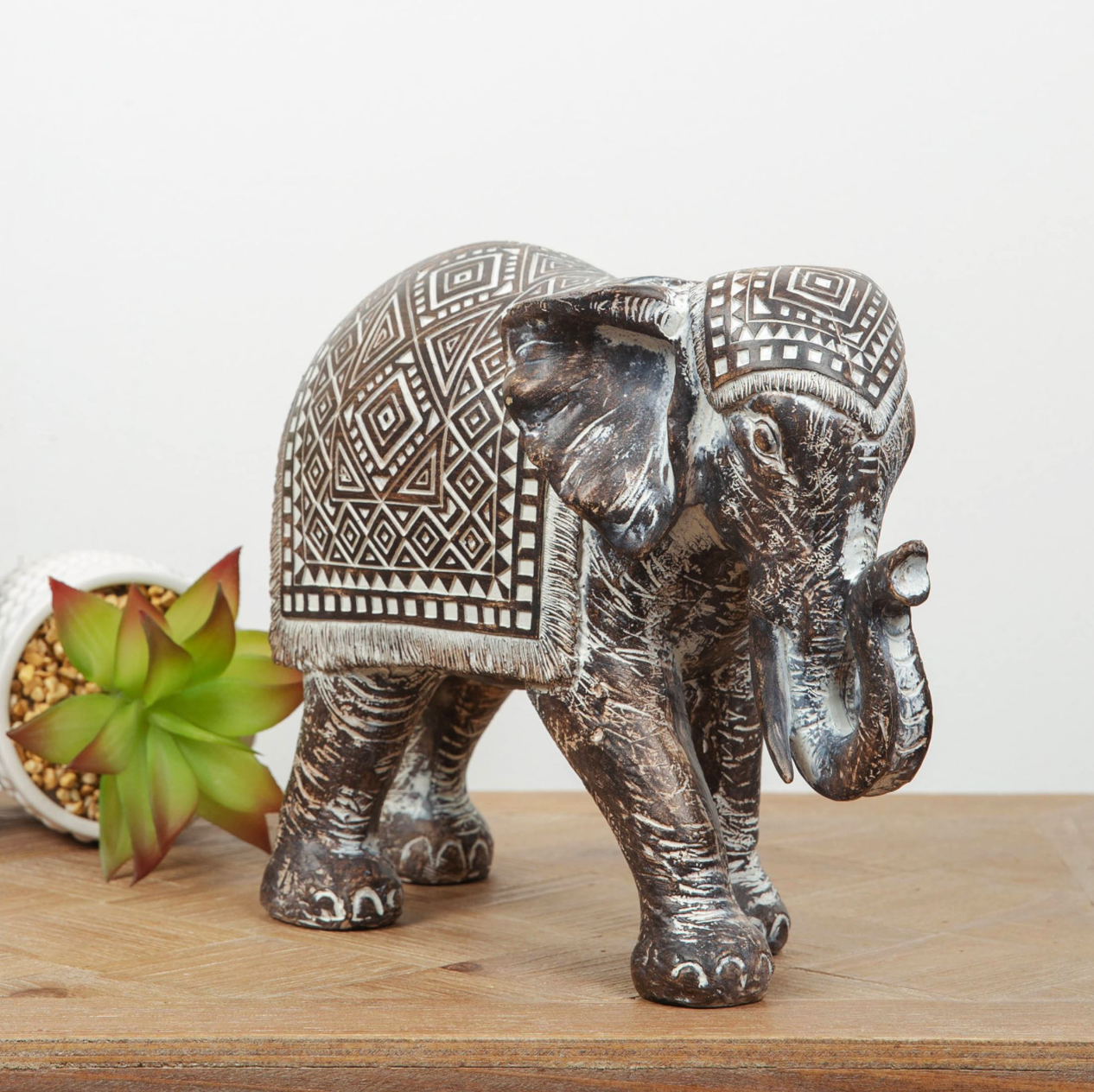 AZTEC PATTERNED ELEPHANT FIGURINE