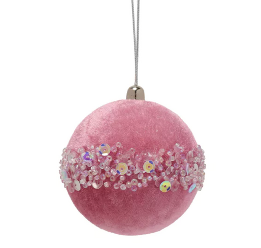 VELVET TREE DECORATION - DARK PINK BAUBLE