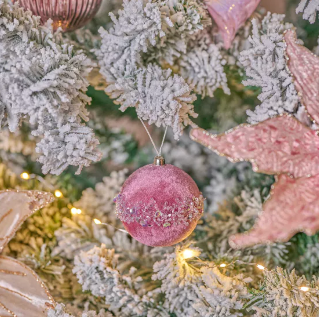 VELVET TREE DECORATION - DARK PINK BAUBLE