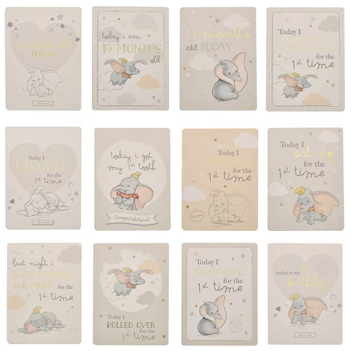 DISNEY MAGICAL BEGINNINGS MILESTONE CARD SET - DUMBO