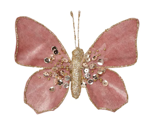 VELVET TREE DECORATION - BUTTERFLY WITH CLIP